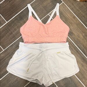 Cleo Harper Pink and White Athletic Shorts/bra set